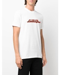 T-shirt à col rond imprimé blanc Automobili Lamborghini