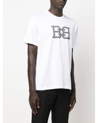 T-shirt à col rond imprimé blanc Bally