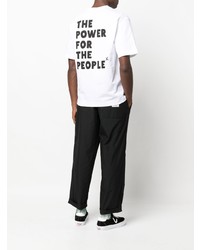 T-shirt à col rond imprimé blanc The Power for the People