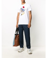 T-shirt à col rond imprimé blanc Lanvin