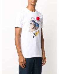 T-shirt à col rond imprimé blanc Lanvin