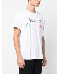 T-shirt à col rond imprimé blanc Billionaire