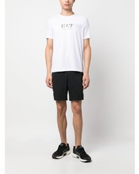 T-shirt à col rond imprimé blanc Ea7 Emporio Armani