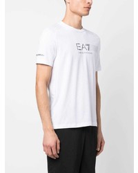 T-shirt à col rond imprimé blanc Ea7 Emporio Armani