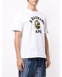 T-shirt à col rond imprimé blanc A Bathing Ape