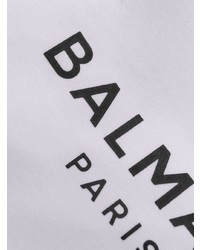 T-shirt à col rond imprimé blanc Balmain