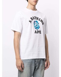 T-shirt à col rond imprimé blanc A Bathing Ape