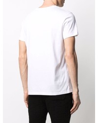 T-shirt à col rond imprimé blanc Balmain