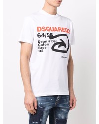 T-shirt à col rond imprimé blanc DSQUARED2