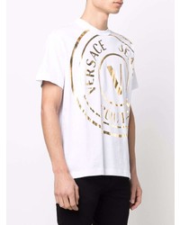 T-shirt à col rond imprimé blanc VERSACE JEANS COUTURE