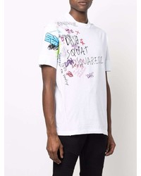 T-shirt à col rond imprimé blanc DSQUARED2