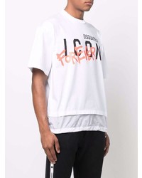 T-shirt à col rond imprimé blanc DSQUARED2