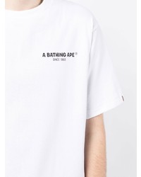 T-shirt à col rond imprimé blanc A Bathing Ape