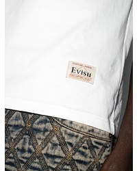 T-shirt à col rond imprimé blanc Evisu