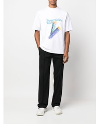 T-shirt à col rond imprimé blanc Jacquemus