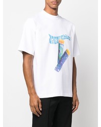 T-shirt à col rond imprimé blanc Jacquemus