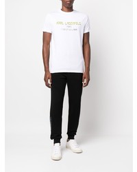 T-shirt à col rond imprimé blanc Karl Lagerfeld