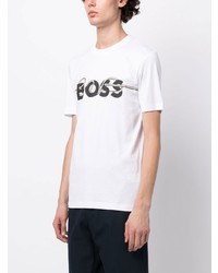 T-shirt à col rond imprimé blanc BOSS