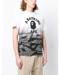 T-shirt à col rond imprimé blanc A Bathing Ape