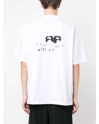 T-shirt à col rond imprimé blanc Balenciaga