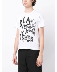 T-shirt à col rond imprimé blanc Black Comme Des Garçons