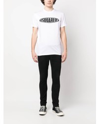 T-shirt à col rond imprimé blanc DSQUARED2