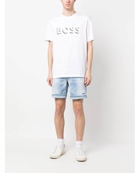 T-shirt à col rond imprimé blanc BOSS