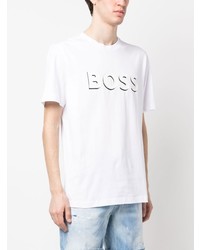 T-shirt à col rond imprimé blanc BOSS