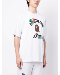 T-shirt à col rond imprimé blanc A Bathing Ape