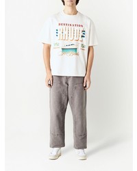 T-shirt à col rond imprimé blanc Rhude