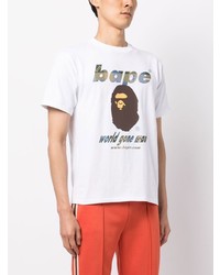 T-shirt à col rond imprimé blanc A Bathing Ape