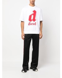 T-shirt à col rond imprimé blanc Diesel