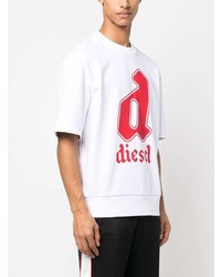 T-shirt à col rond imprimé blanc Diesel