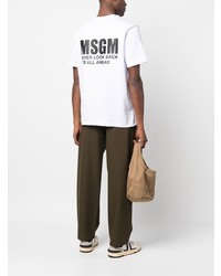 T-shirt à col rond imprimé blanc MSGM