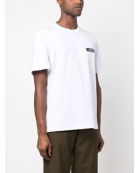 T-shirt à col rond imprimé blanc MSGM