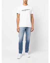 T-shirt à col rond imprimé blanc Diesel