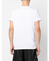 T-shirt à col rond imprimé blanc Balmain