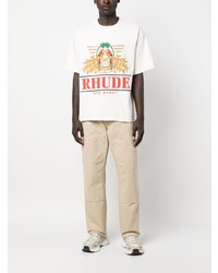 T-shirt à col rond imprimé blanc Rhude