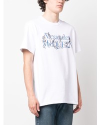 T-shirt à col rond imprimé blanc Alexander McQueen