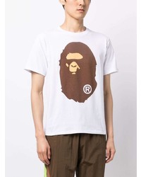 T-shirt à col rond imprimé blanc A Bathing Ape