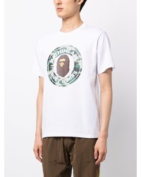 T-shirt à col rond imprimé blanc A Bathing Ape