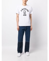 T-shirt à col rond imprimé blanc A Bathing Ape