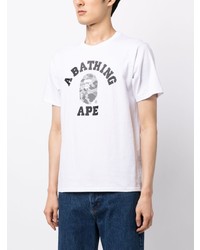 T-shirt à col rond imprimé blanc A Bathing Ape