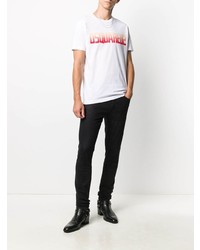 T-shirt à col rond imprimé blanc DSQUARED2