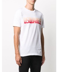 T-shirt à col rond imprimé blanc DSQUARED2