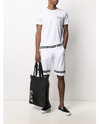 T-shirt à col rond imprimé blanc Ea7 Emporio Armani