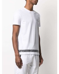 T-shirt à col rond imprimé blanc Ea7 Emporio Armani