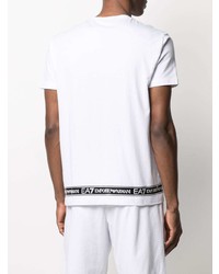 T-shirt à col rond imprimé blanc Ea7 Emporio Armani