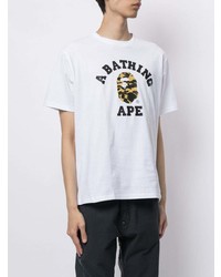 T-shirt à col rond imprimé blanc A Bathing Ape