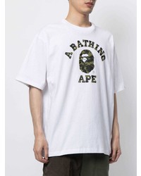 T-shirt à col rond imprimé blanc A Bathing Ape